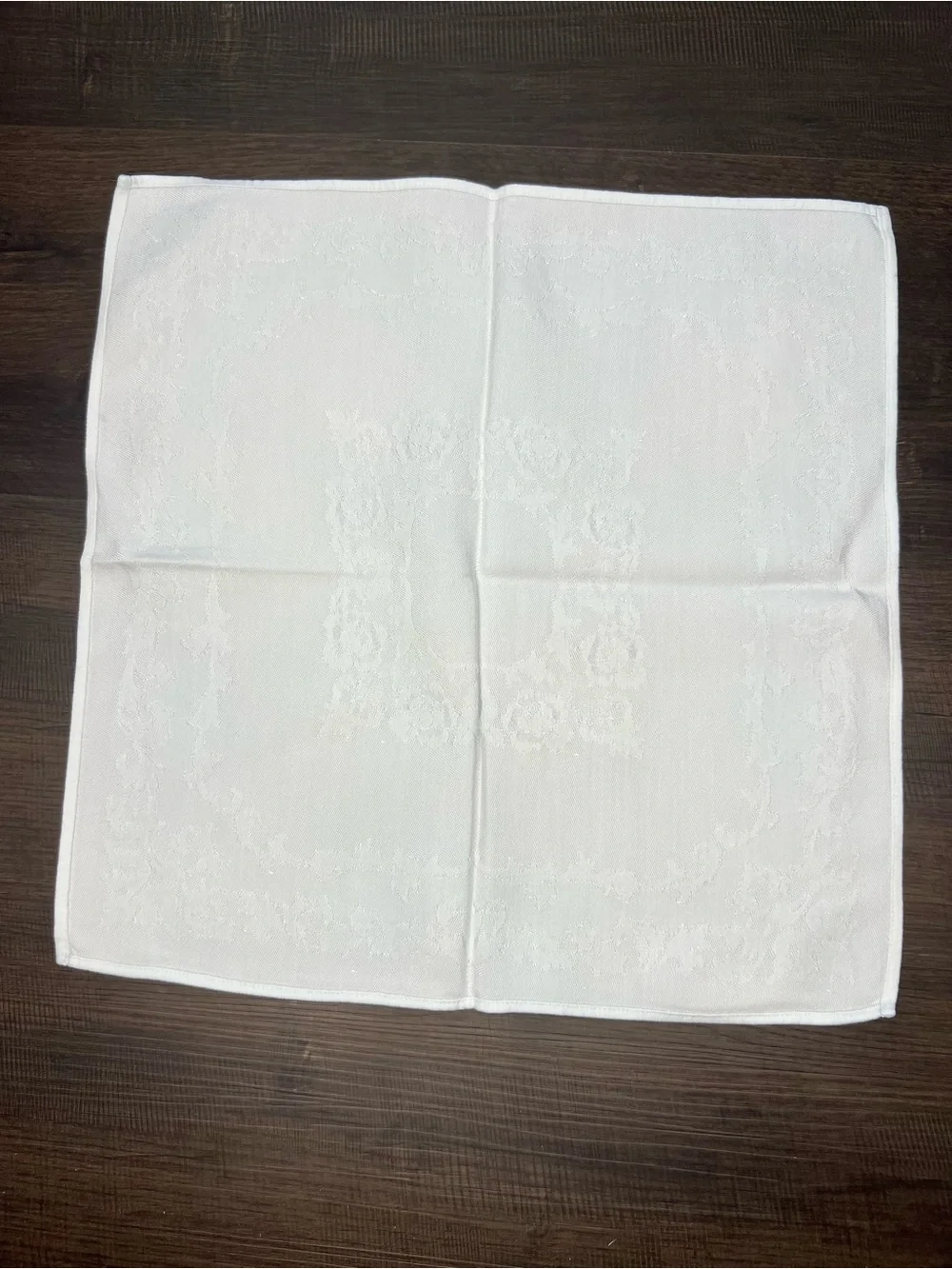 Set of Three Vintage Patterned White Napkins